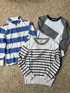 Crewcuts White & Blue Striped Kids Sweater Trio